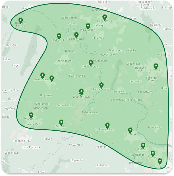 service area map with shaded area